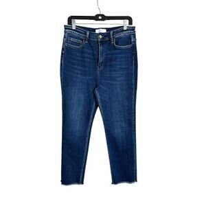 Vervet Blue Jeans Straight Leg Stretch Women’s Size 30 Raw Hem Dark Wash Denim